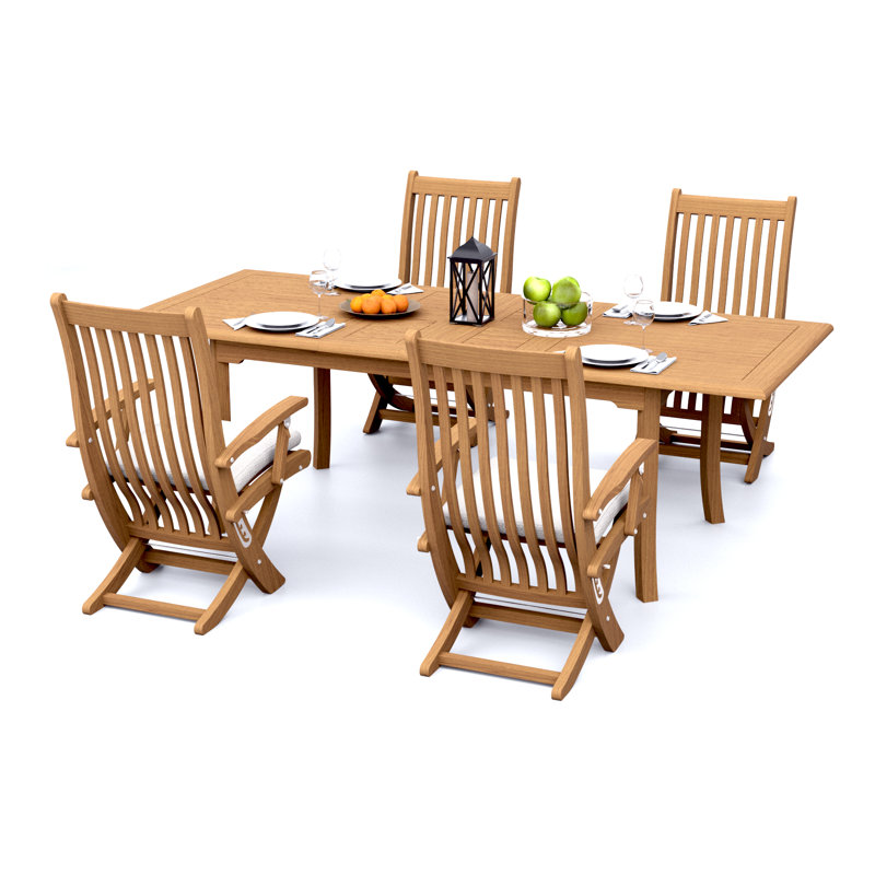 Warwick Teak Wood Patio Dining Set with, 4