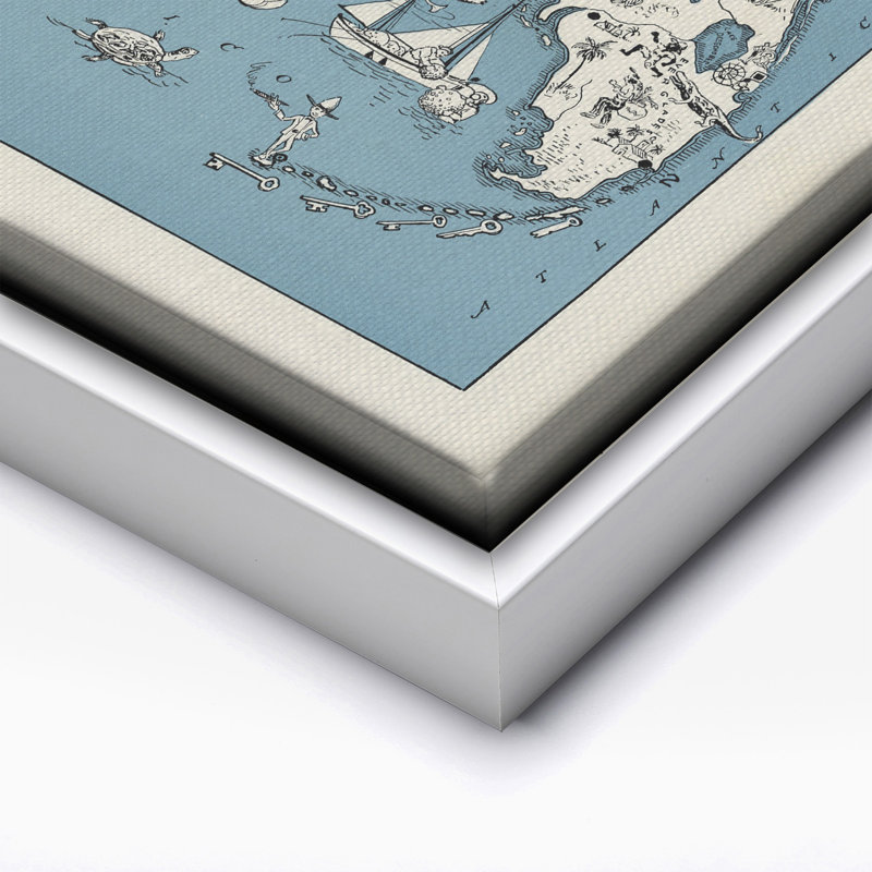 Carte illustrée de l'État de la Floride, H 18 po x l 24 po, Canevas, Encadrement blanc