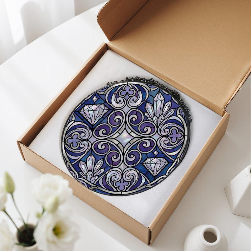 Panneau de vitrail en verre coloré 12 po H, H 12 po x l 12 po