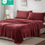 Drap simple 3 pièces, bourgogne, doux et chaud, 100%, brossé deux fois, aspect velours soyeux, drap plat, taie d'oreiller ajustée, drap pour matelas de 16 po, lavable à la machine, texture douce et luxueuse,
