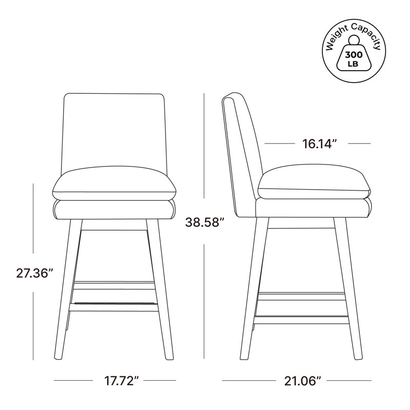 Bethea Upholstered Swivel Counter Stool, Nathan Gray Heathered