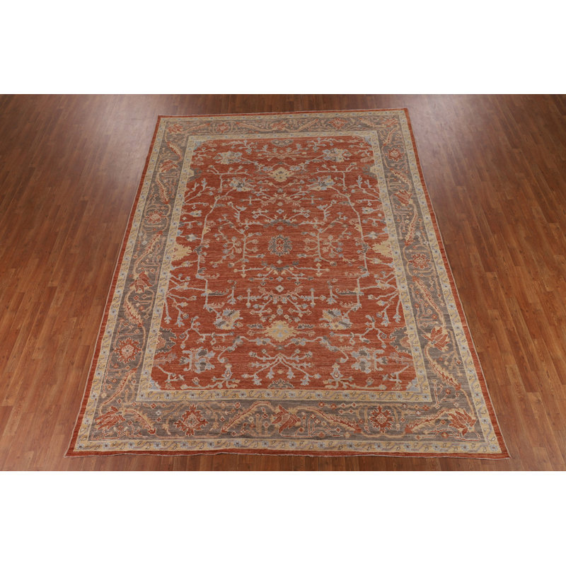 Orange Oushak Vegetable Dye Area Rug 12
