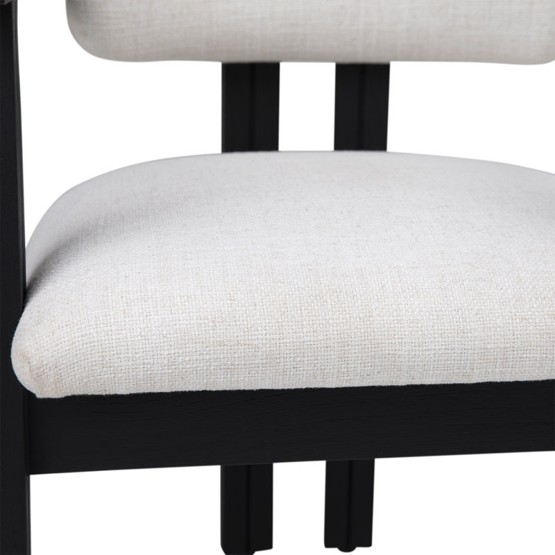 Nathaniel Polyester Blend Upholstered Dining Chair, Off-White Boucle/Natural