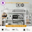 Lit mezzanine simple noir de très grande taille avec bureau en L, garde-robe, rangement pour escalier, charge USB, éclairage à DEL, escalier interchangeable gauche / droite, aucun sommier nécessaire-674626701-674626711