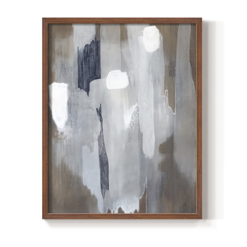 Neige et minéral II, reproduction encadrée - bois massif, H 15 po x l 12 po, Cadre noyer