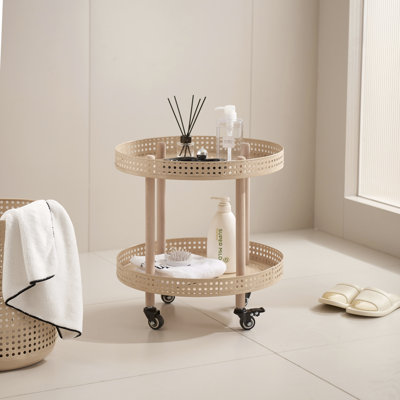 round double-layer metal cart