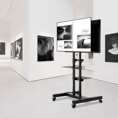 Dual Mobile TV Stand with 2 TV Brackets for 32-70 inch Screens