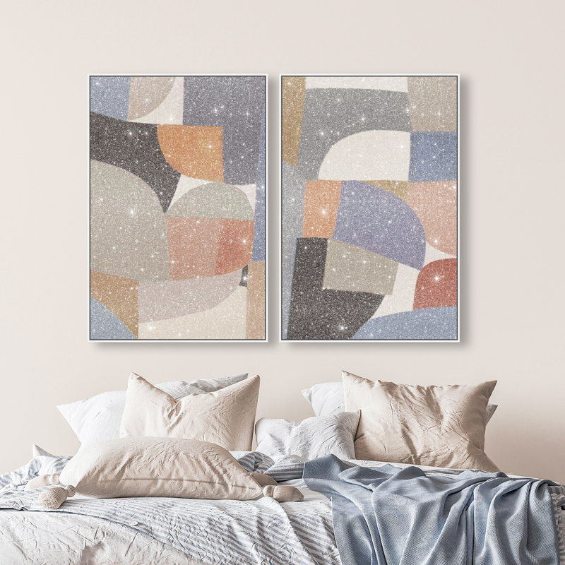 Muted Prelude Set Set by Oliver Gal, 74"H x 50"W, White Floater Frame