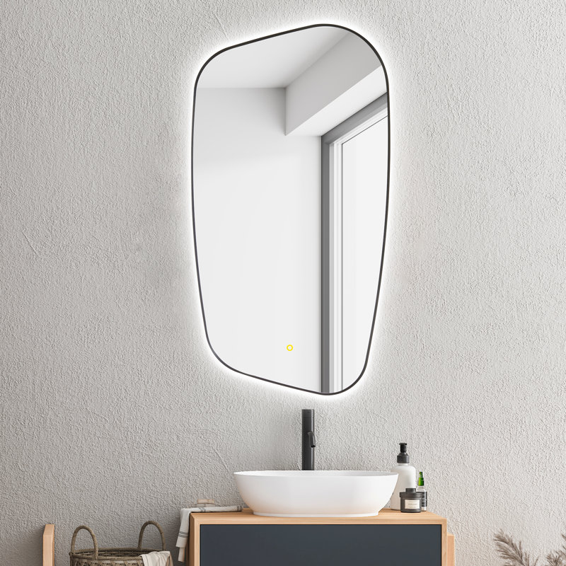 Miroir de salle de bain Cheyne, Noir mat