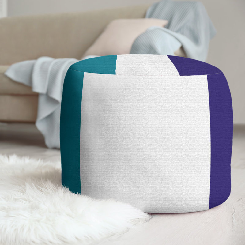 repose-pieds rond 20,5", Bleu sarcelle / blanc / mauve foncé