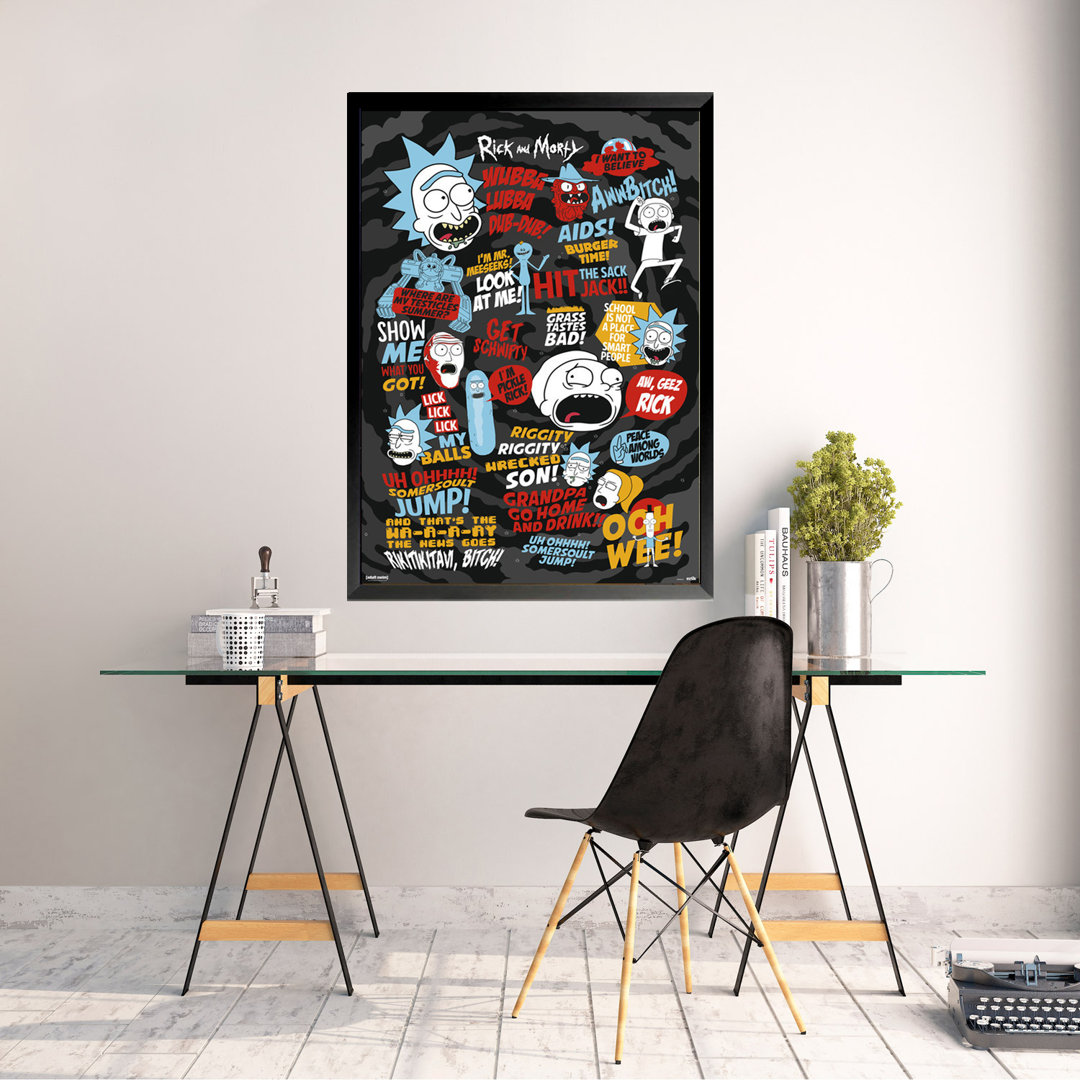 FRAMED RICK and MORTY QUOTES and PHRASES 36x24 TV SHOW Art Print Poster Quotes and Sayings Buy Art For Less