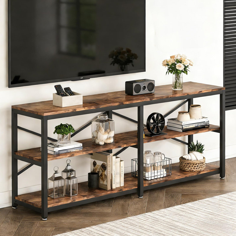 Canapé rustique de style campagnard, table de vestibule à 3 niveaux, console, meuble télé, bibliothèque