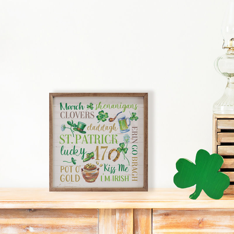St. Patrick Words Whitewash, 16" H x 16" W