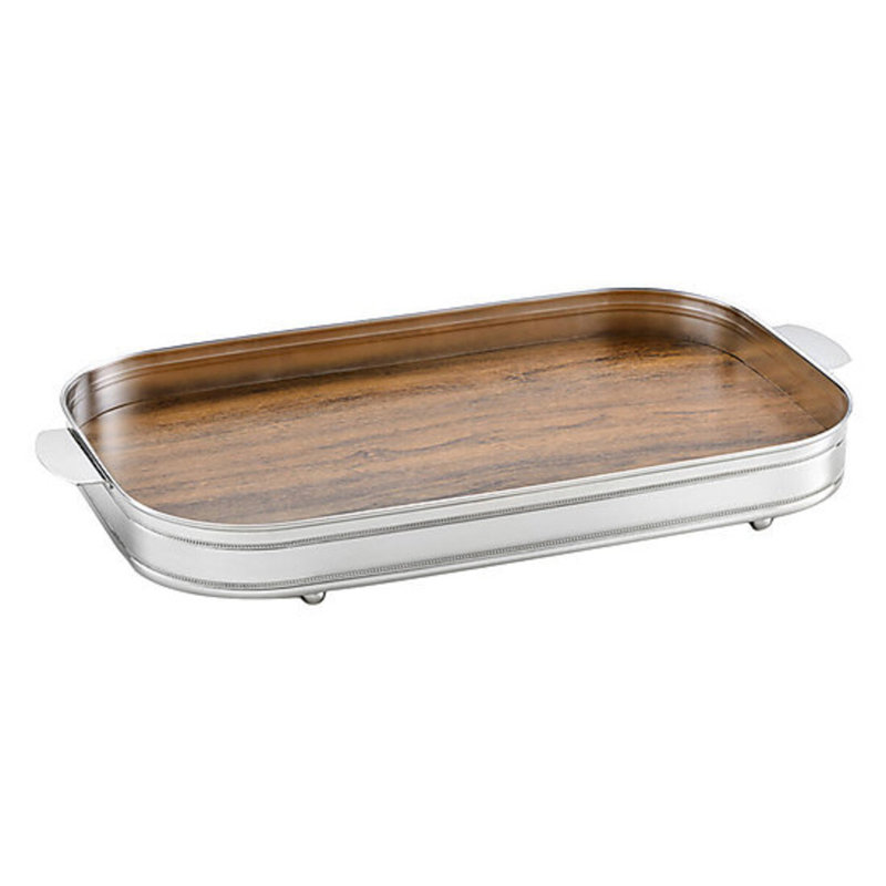 Silver Decorative Tray, 2" H x 19" W x 12" D