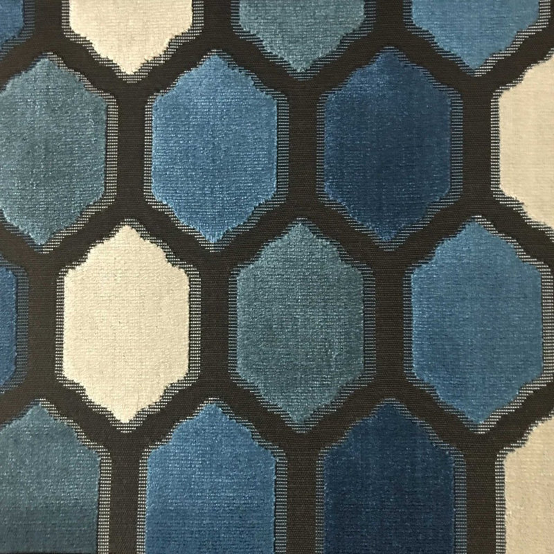 Mallorca-Seymour Cut Velvet Upholstery Fabric, Indigo
