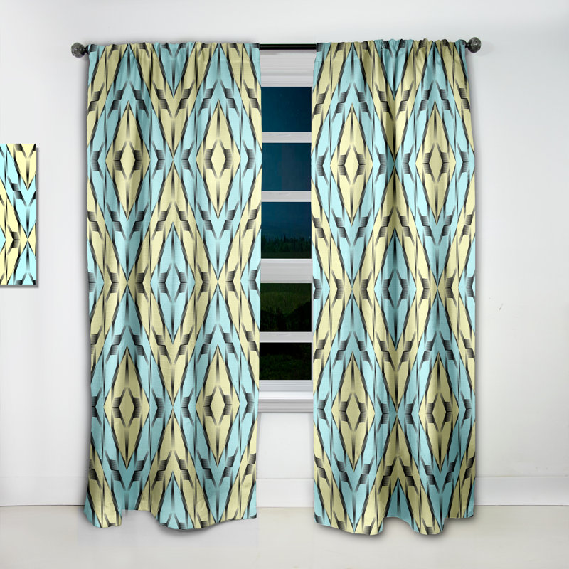 Ornement tendance noir et blanc - Rideau simple occultant moderne Mid-Century abstrait, L 52 po x L 90 po
