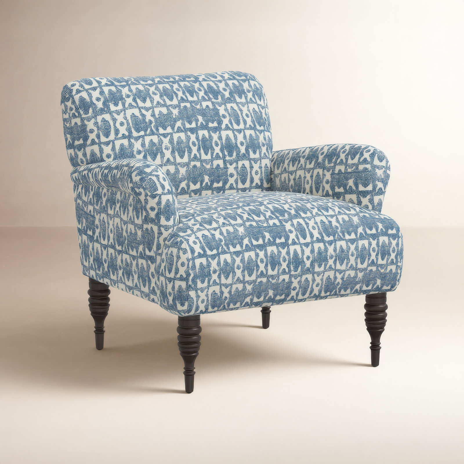 Allura Pine Armchair, Texture Block Blue