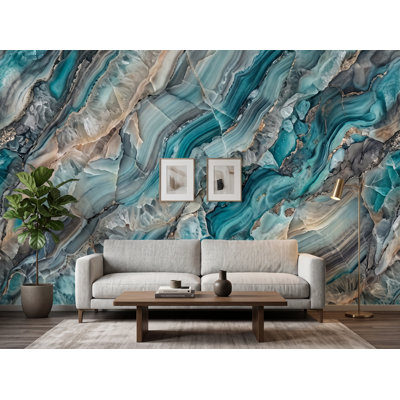 Turquoise Agate Abstract Wall Art | Teal Blue Geode Marble Texture | Modern Luxury Home Decor | Printable Art & Physical Wall Decor  482DRE
