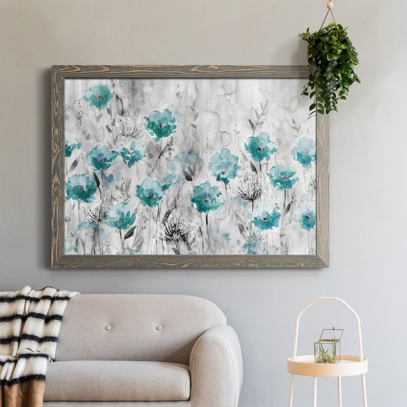 Poppy Garden - Peinture sur toile encadrée, H 37,5 po x l 27,5 po x P 1,5 po, Gris