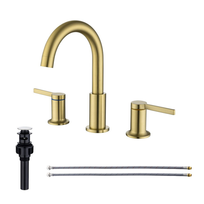 N5401LSJ Widespread 2-handle Bathroom Faucet with Drain Assembly, Brushed Gold