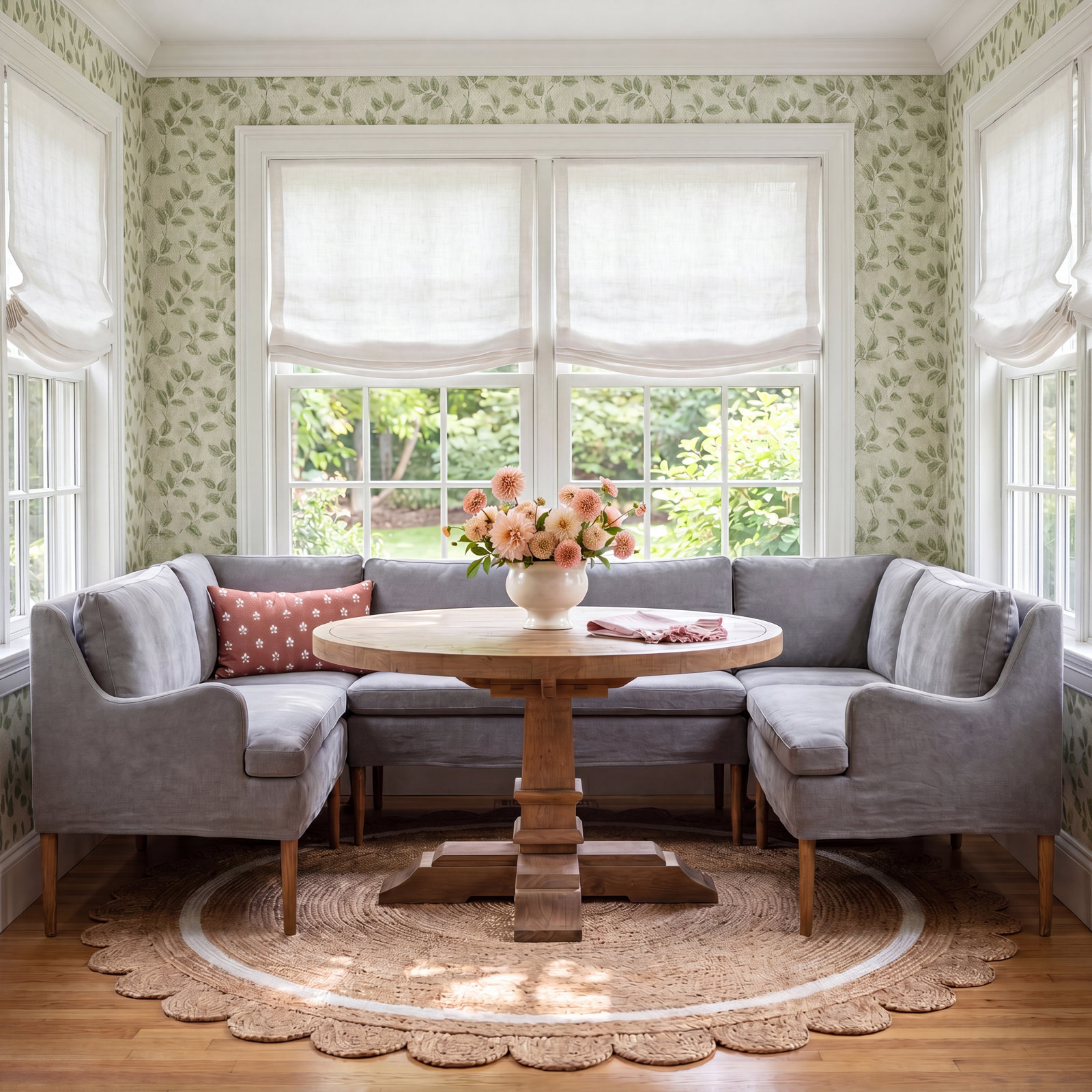 Aurelia Dining Banquette, Broadway Coffee Linen, 34.5" H x 103" W x 76" D