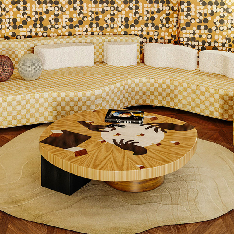 Medieval-style solid wood coffee table