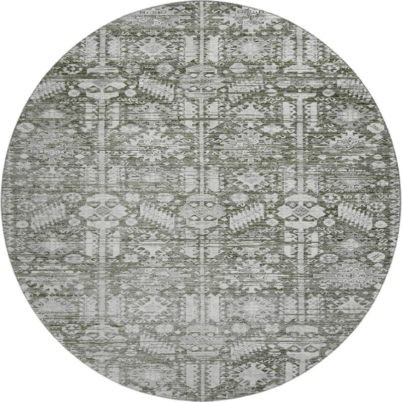 Premium Machine Washable Verlin AMF1771 Global Rug, Round 8'