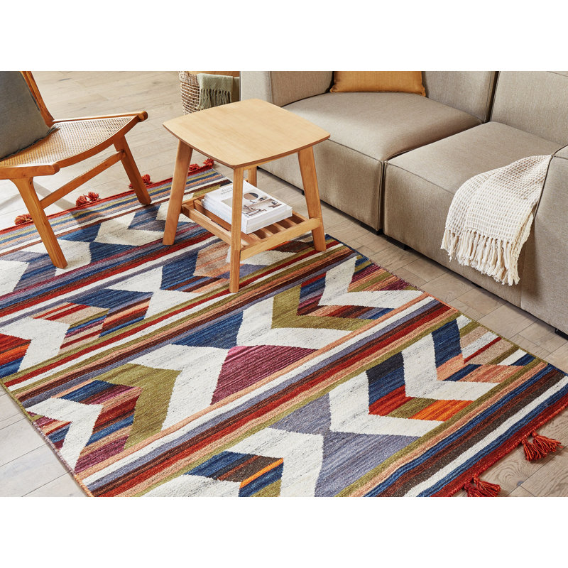 Savard Geometric Wool Hand Woven Area Rug, Rectangle 140 x 200cm