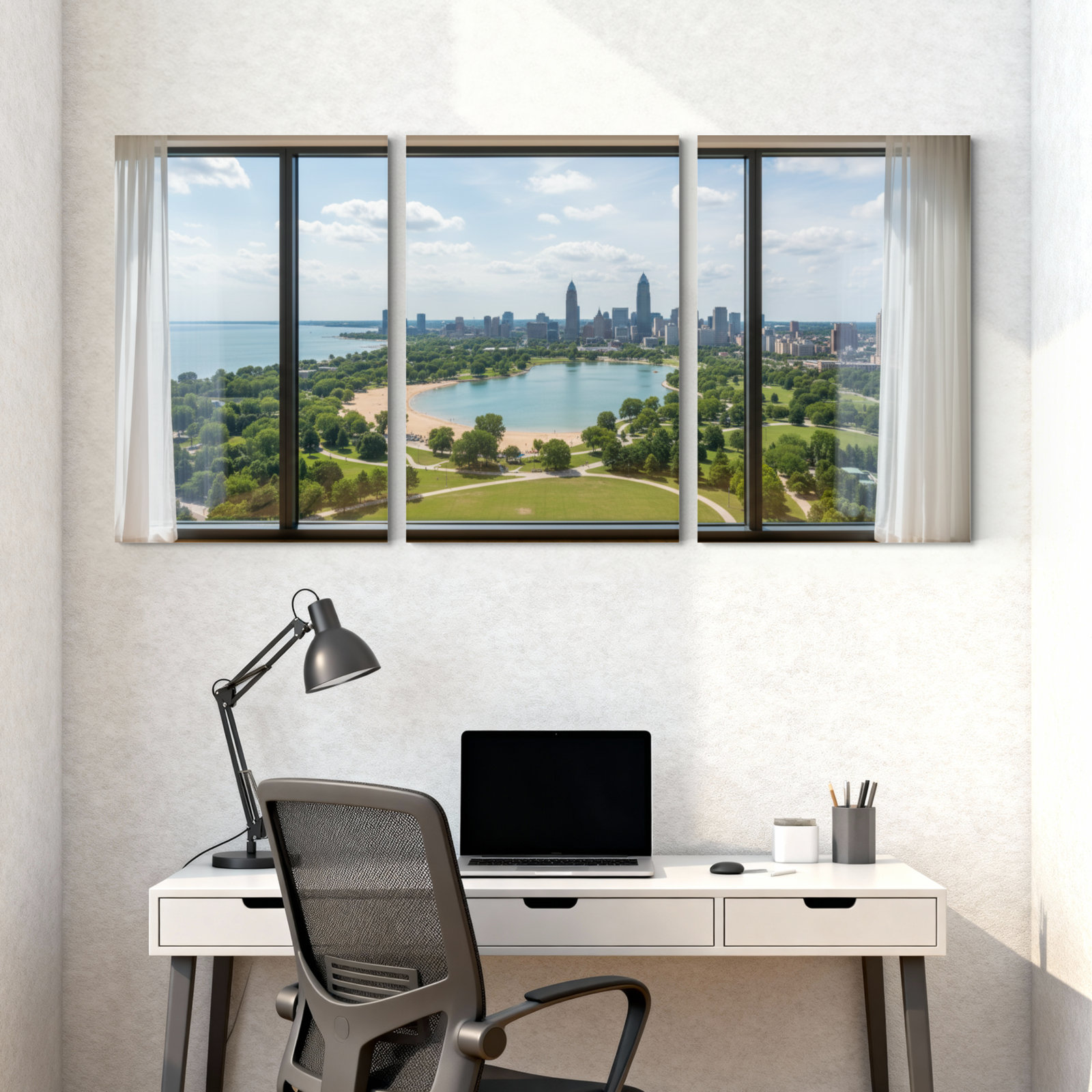 Latitude Run® Scenic &Cityscapes City Skyline Park Lake View Window ...