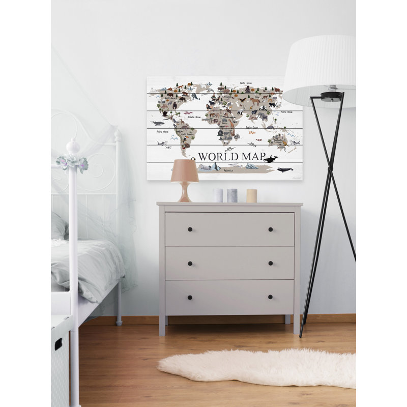 «Find The Animals», reproduction sur bois blanc, H 40 po x l 60 po x P 1,5 po