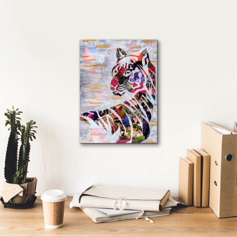 «Tiger» par Artpoptart, art mural sur toile, H 16 po x l 12 po x P 0,75 po