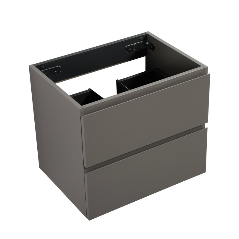 Gray Modern Bathroom Cabinet Without Basin, Wall Mount With 2 Drawers, Silent For Effortless Use, Plentiful Storage Basin Mounted - Gray, Drawers , Increase Capacity, Style