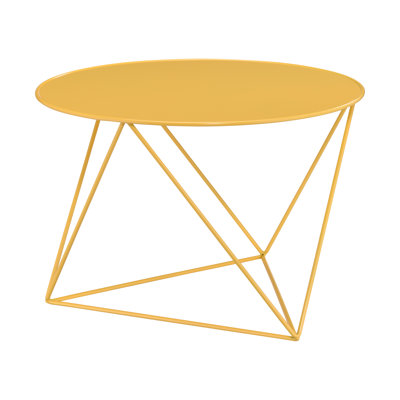 Salas Contemporary 23"Dia Round Frame End Table with Geometric Metal Base