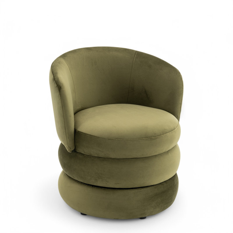 Upholstered Swivel Barrel Chair, Sage Green Velvet