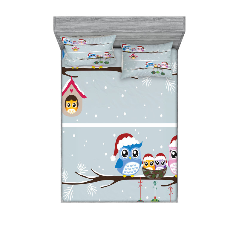 Drap-housse et coussin décoratif Ambesonne, Ensemble de draps pour grand lit + 4 taies d'oreil
