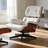 Leather Swivel Accent Chair With Ottoman-1160804677