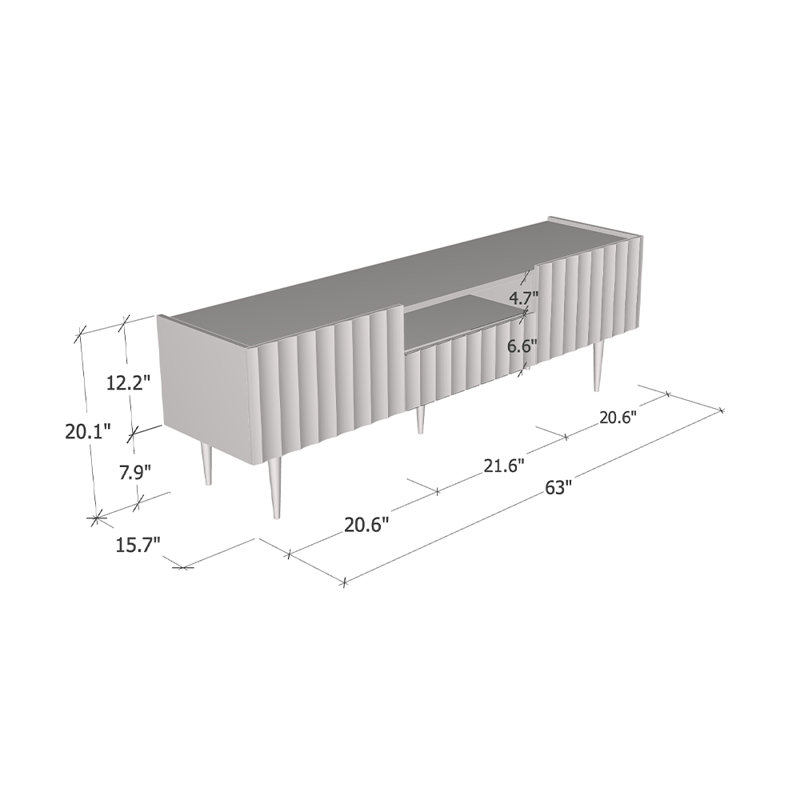 Crédence de rangement l 63 po Gavette, blanc