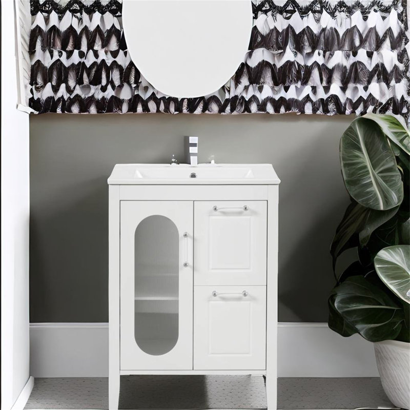 Ilionora 24 " W Freestanding Standard Single Vanity Bathroom Vanity With Ceramic Top