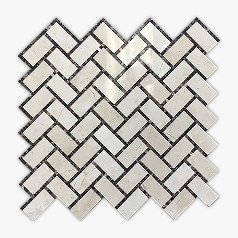 2" x 4" Marble Herringbone / Chevron Mosaic Wall & Floor Tile