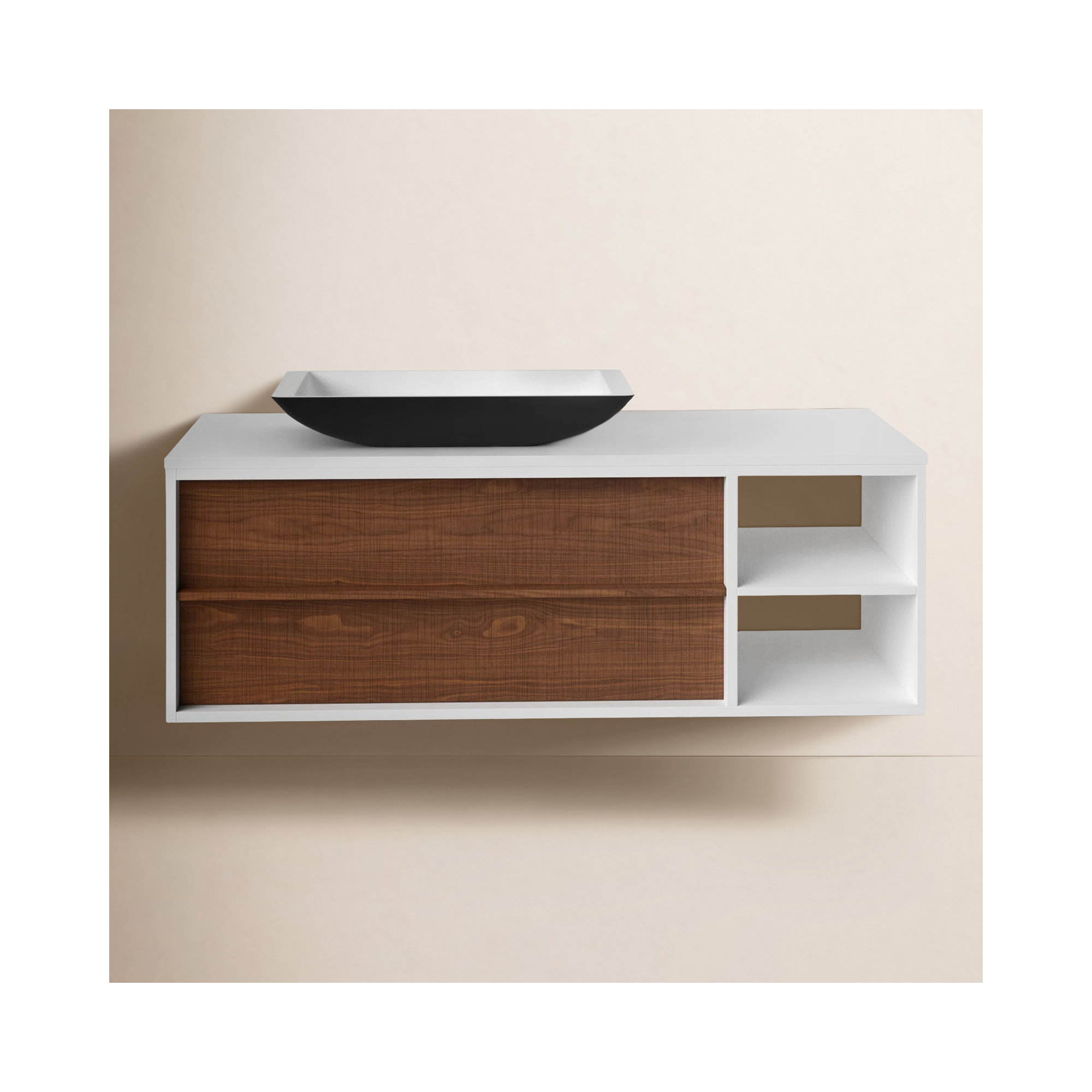 Steinbeck 48" Wall-Mounted Single Bathroom Vanity Set, Black, White