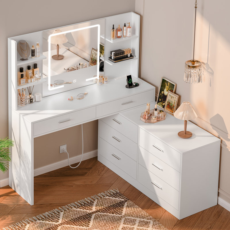 Grand meuble-lavabo noir avec lumière DEL, Blanc