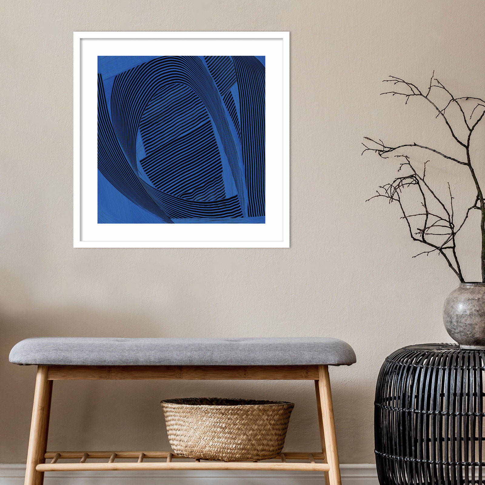 Weaving I by Mike Schick, 19.12" H x 19.12" W x 0.88" D, White Framed Paper