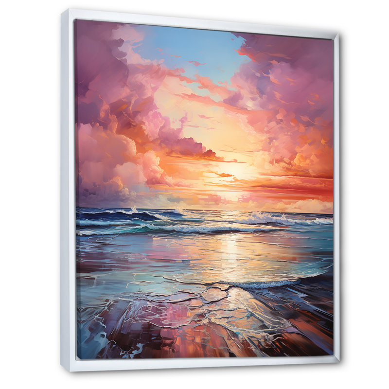 Au-delà du coucher de soleil I sur toile, H 20 po x l 12 po x P 1 po, Cadre flottant blanc