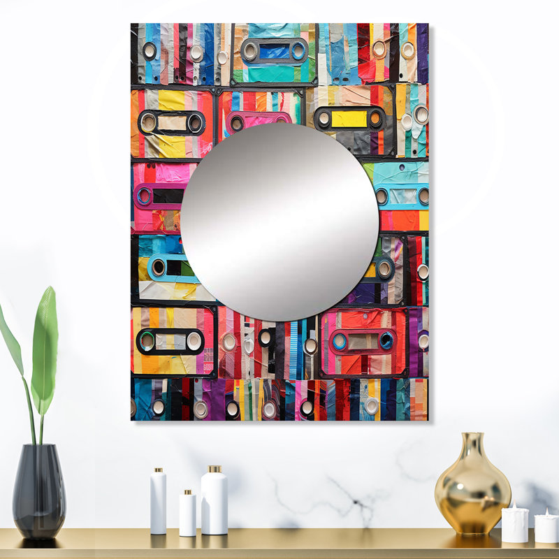Cassette Tapes Tape Mosaic I - Cassette Tapes Mirror, 32 po x 24 po