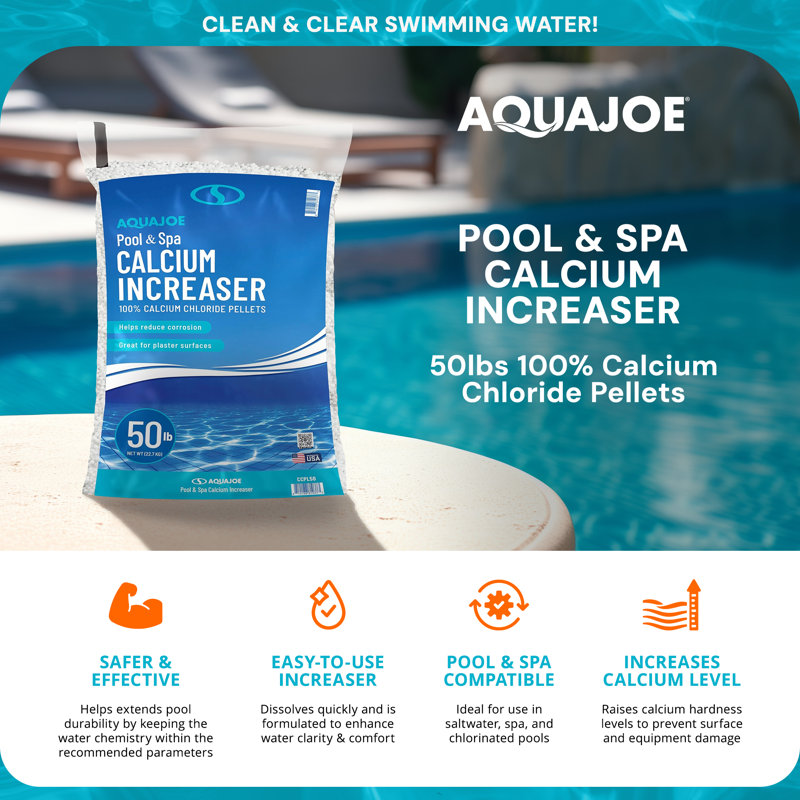 Aqua Joe Pool & Spa Calcium Increaser, Calcium Chloride Pellets, 50 lbs., CCPL50