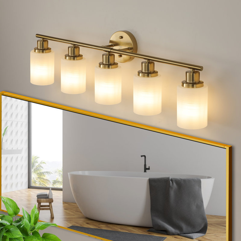 Éclairage pour meuble-lavabo moderne 5 lumières 5 lumières, Nickel brossé