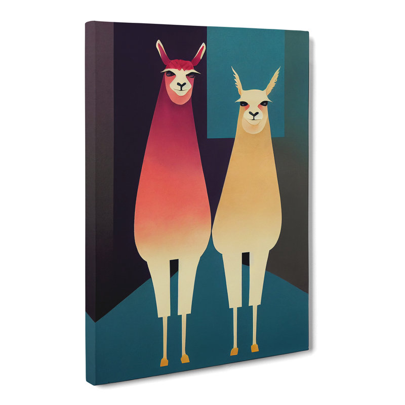 Llama Duo - Wrapped Canvas, 76cm H x 50cm W x 3cm D