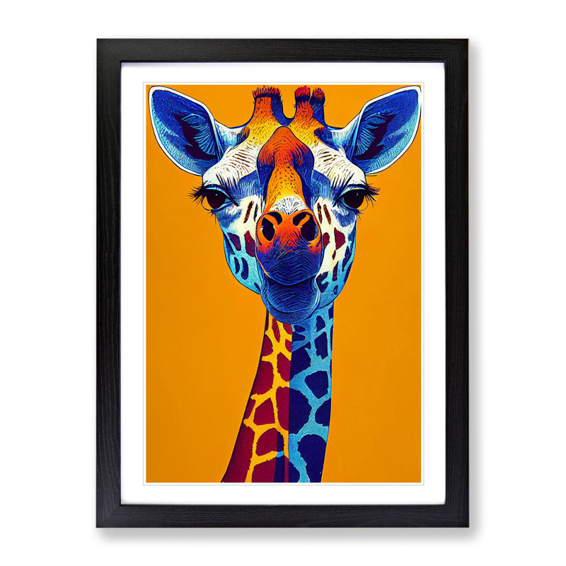 Expressive Giraffe - Single Picture Frame Print, Black, 64cm H x 46cm W x 2cm D