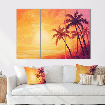 Sunset Oasis Palm Trees II - Ensemble de décoration murale Palmiers