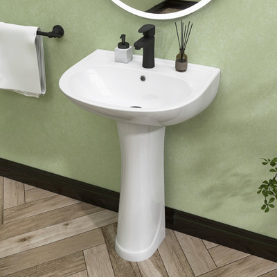 Lavabo sur pied en porcelaine vitrifiée en U avec trop-plein 20 po Ogonbrick